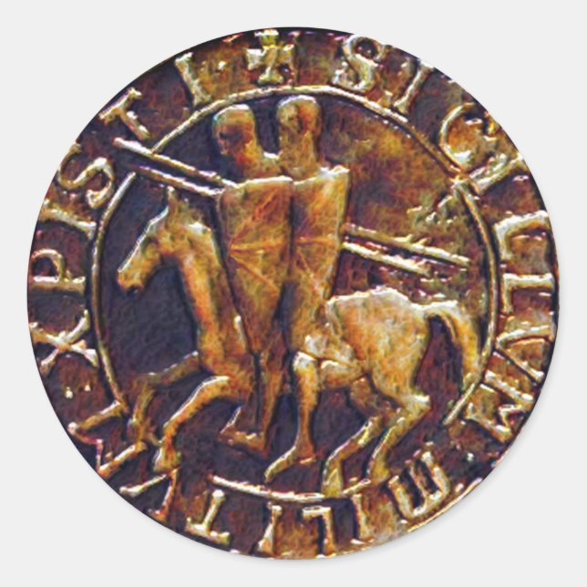 Mittelalterliches Siegel der Tempelritter Runder Aufkleber (Vorderseite)