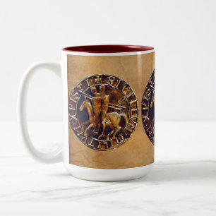 Mittelalterliches Siegel der Tempelritter Zweifarbige Tasse