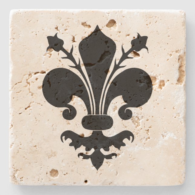 Mittelalterliches Symbol für schwarze Lilie Steinuntersetzer (Vorderseite)