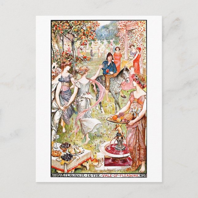 Mittelalterliches Tal des Vergnügens Postkarte (Vorderseite)