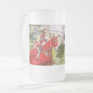 Mittelalterliches Turnier vor Burg Bierkrug Mattglas Bierglas