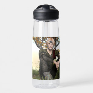 Mittelalterliches Waldprinz-Fantasieporträt Trinkflasche