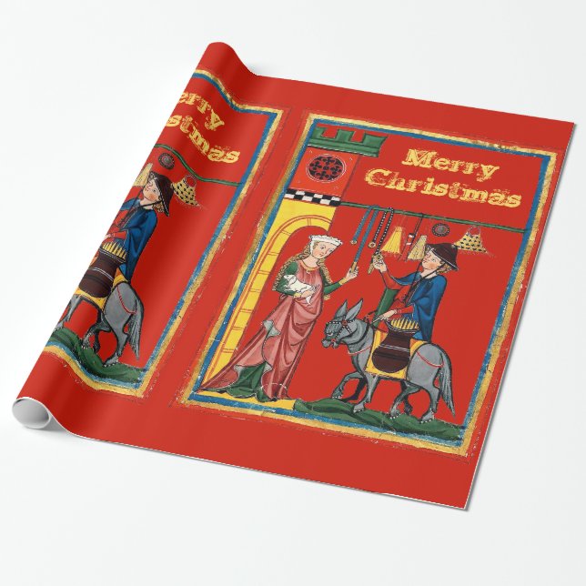 Mittelalterliches Weihnachten Geschenkpapier (Ungerollt)