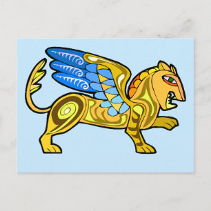 Mittelalterliches Winged Lion Griffin Postkarte