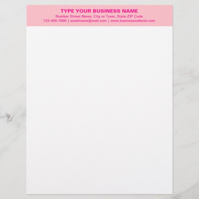 Mittelausrichtung und einfarbige rosa Kopfzeile Briefbogen (Vorderseite)