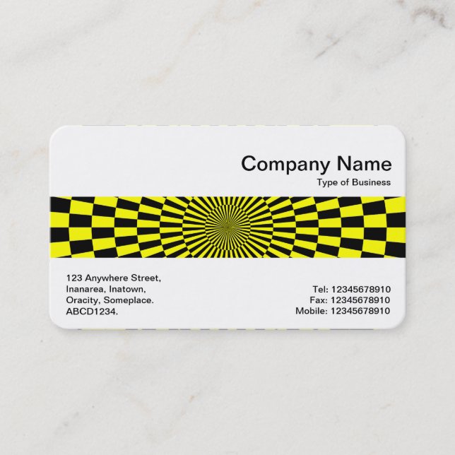 Mittelband - Op Art Yellow and Black Visitenkarte (Vorderseite)