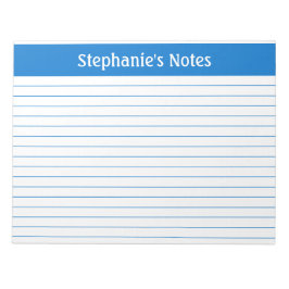 Mittelblau Lined 11 x 8,5 Landschaft Personalisier Notizblock