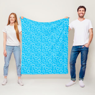 Mittelblau- und Weiß-Liebesherzen-Muster Fleecedecke