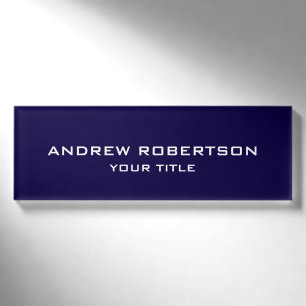Mittelblaue einfache elegante minimalistische Schl Namenschild