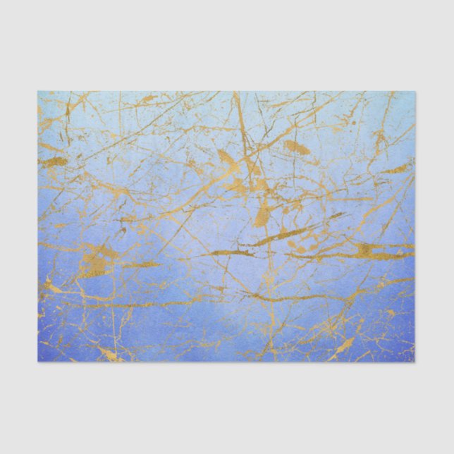 Mittelblaue Wasserfarbe mit Goldsplitter Seidenpapier (Vorderseite)