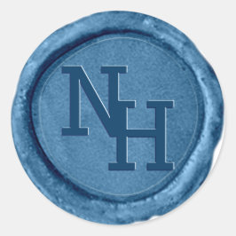 Mittelblauer Wachs Monogramm-Siegel Hochzeit Runder Aufkleber