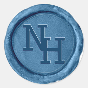 Mittelblauer Wachs Monogramm-Siegel Hochzeit Runder Aufkleber