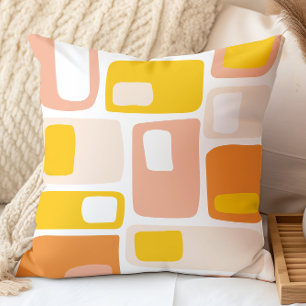 Mittelepochen-Funky-Geometrische-Formen-Orange-Pfi Kissen