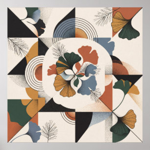 Mittelepochen-Ginkgo-Geometrie-Kreis-Kunst Poster