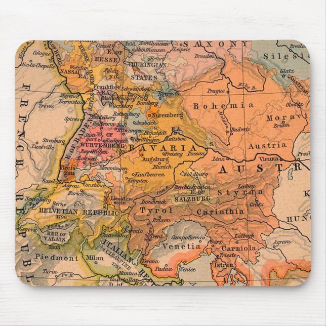 Mitteleuropa - Antiquitätenkarte Mousepad (Vorne)