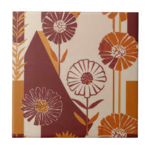 Mitteleuropäischer Herbst-Blumen-Geometrisches Mus Fliese