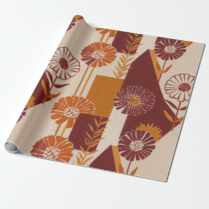 Mitteleuropäischer Herbstblumen-Geometrie-Muster Geschenkpapier