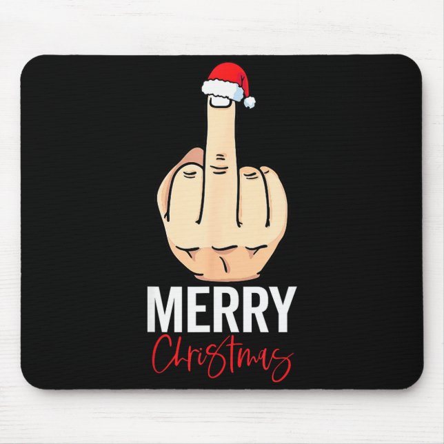 Mittelfinger Frohe Weihnachten  Mousepad (Vorne)
