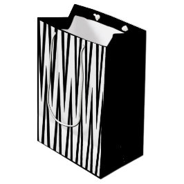 Mittelgroße schwarze u. weiße Geschenk-Tasche Mittlere Geschenktüte
