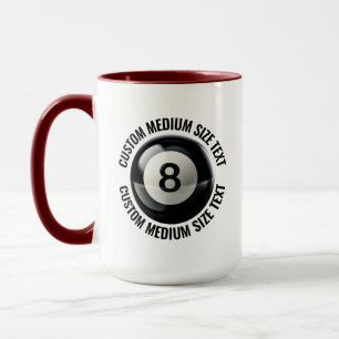 Mittelgroßer Text MAROON Combo 15oz Custom 8 Ball Tasse