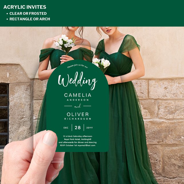 Mittelgrüne Arch-Akryllische Hochzeit lädt zu mode Acryleinladungen (Von Creator hochgeladen)