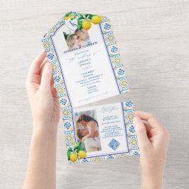 Mittelitalien Blauer Wappen Lemon Wedding All In One Einladung