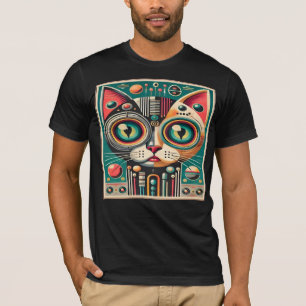 Mitteljahrs-Retro-Futuristikkatze T-Shirt