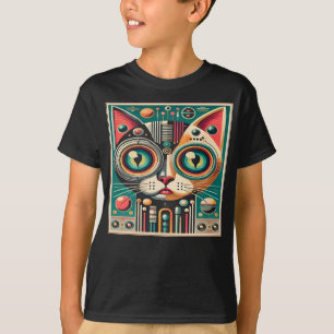 Mitteljahrs-Retro-Futuristikkatze T-Shirt