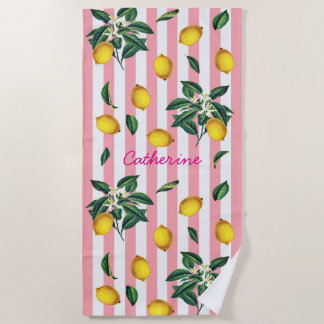 Mittelmeer-Antik-Limonen Rosa Streifen Name Strandtuch