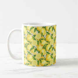 Mittelmeer-Aquarell-Zitronen- und Blütenmuster Kaffeetasse