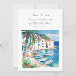 Mittelmeer-Aquarellkarte Save the Date Ankündigung