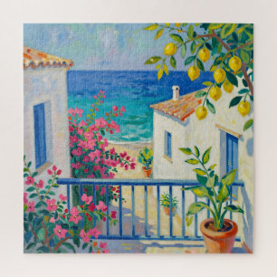 Mittelmeer Balkon Zitronen Bougainvillea Meerblick