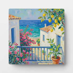 Mittelmeer Balkon Zitronen Bougainvillea Meerblick Fotoplatte