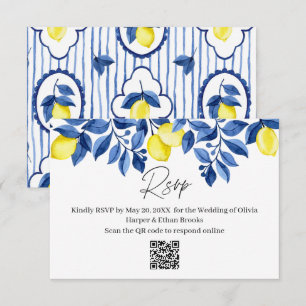 Mittelmeer Blaue Streifen-Limonie Hochzeit-RSVP RSVP Karte