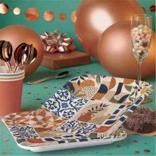 Mittelmeer Boho-Fliesenmuster Pappteller