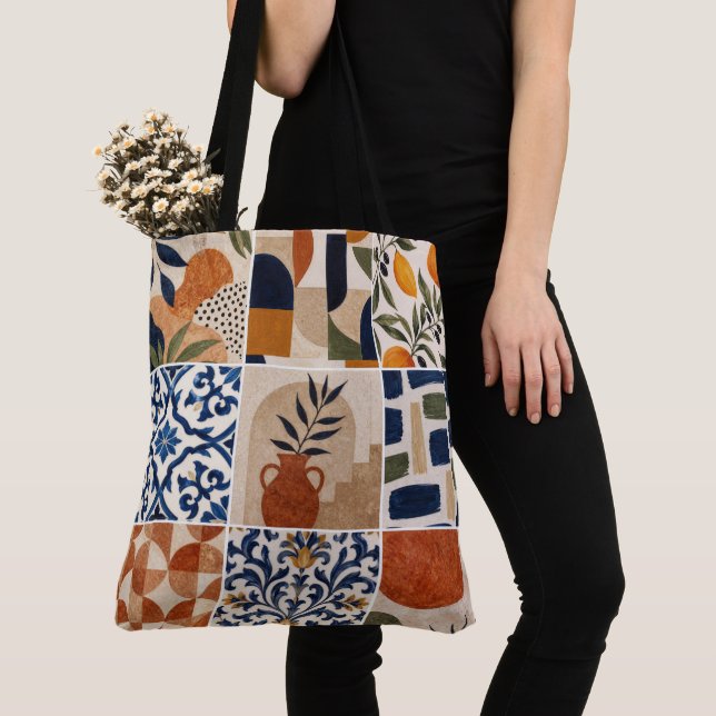 Mittelmeer Boho-Fliesenmuster Tasche (Von Nahem)