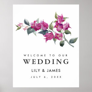Mittelmeer-Bougainvillea-Hochzeit Willkommensschil Poster