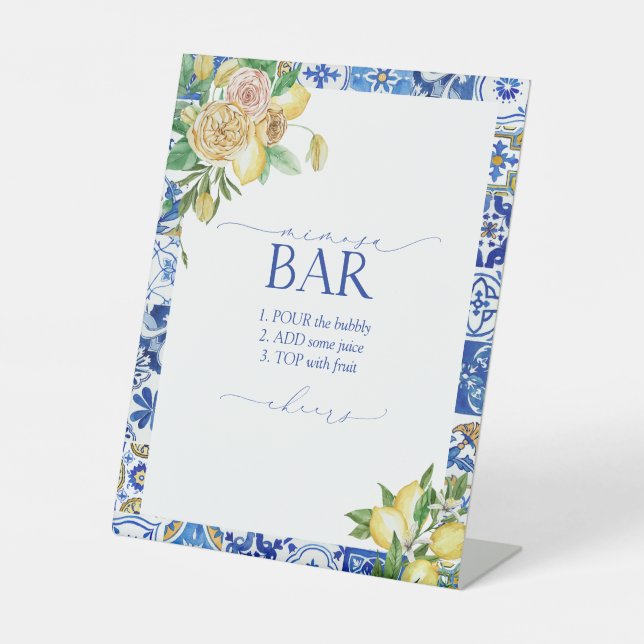 Mittelmeer Brautparty Mimosa Bar Sockelschild (Vorderseite)