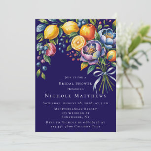 Mittelmeer Citrus Bouquet Brautparty Einladung