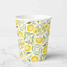 Mittelmeer Citrus Lemon Tiles Pappbecher