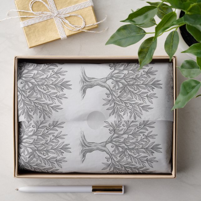 Mittelmeer Eleganter Olivenbaum Botanik Rustikale Seidenpapier (Geschenk)