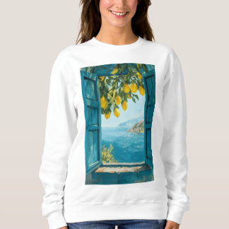 Mittelmeer-Fensterblick - Druckbare Kunst – Küste Sweatshirt