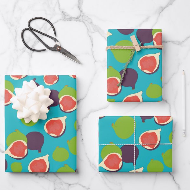Mittelmeer Fig Summer Fruchtmuster Geschenkpapier Set (Vorderseite)