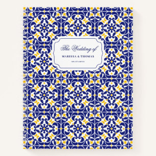 Mittelmeer-Fliesen Blau & Gelb Hochzeitsplaner Notizbuch