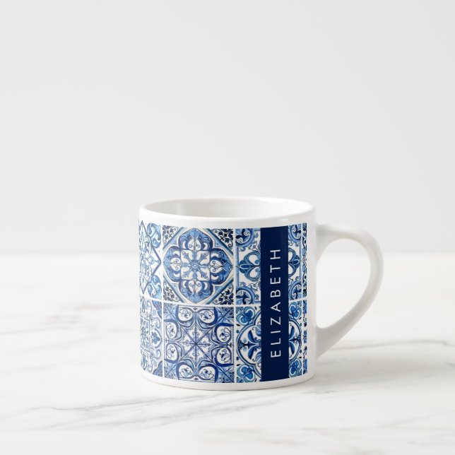 Mittelmeer-Fliesen, Portugal, Azulejo, Ihr Name Espressotasse (Rechts)