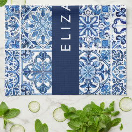 Mittelmeer-Fliesen, Portugal, Azulejo, Ihr Name Geschirrtuch