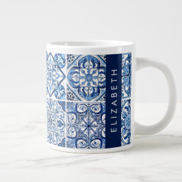 Mittelmeer-Fliesen, Portugal, Azulejo, Ihr Name Jumbo-Tasse