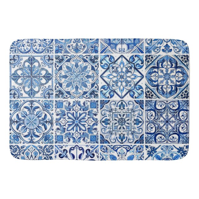 Mittelmeer-Fliesen, Portugal, Azulejo, Majolica Badematte (Vorderseite)