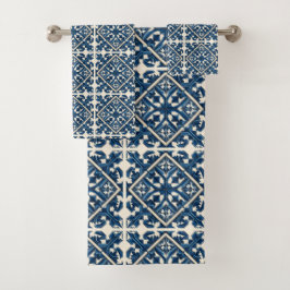 Mittelmeer-Fliesen, Portugal, Azulejo, Majolica Badhandtuch Set
