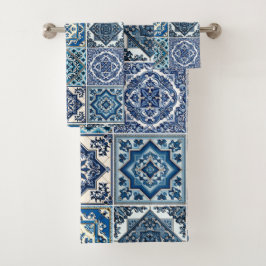 Mittelmeer-Fliesen, Portugal, Azulejo, Majolica Badhandtuch Set